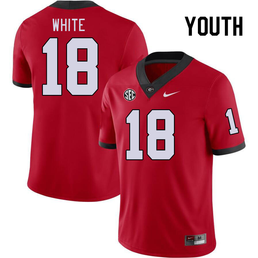 Youth #18 Sacovie White Georgia Bulldogs College Football Jerseys Stitched-Red